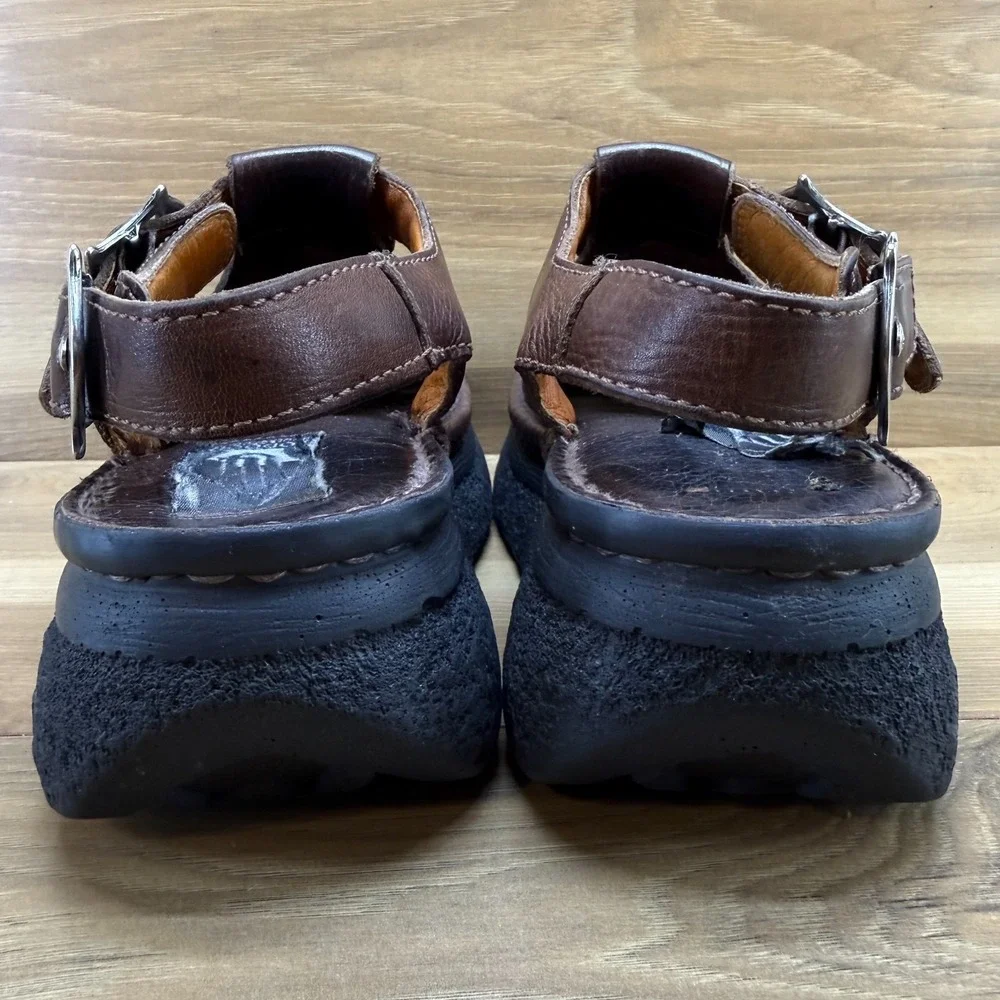 LONDON UNDERGROUND Vintage Chunky Tucson 8 8.5 Womens Brown Platform Slingback